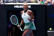 Coco Gauff celebrates after booking her QF spot at the 2025 Australian Open (Source: Getty)